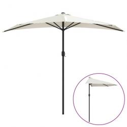 Parasol de balcon avec mât en aluminium 270 x 135 cm demi sable 02_0008304