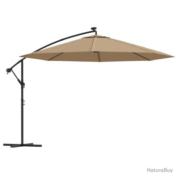 Parasol meuble de jardin en porte--feux et poteau mtallique 350 cm taupe 02_0008655