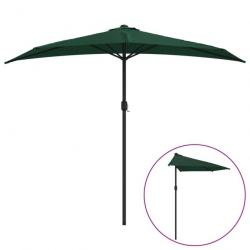 Parasol de balcon avec mât en aluminium 270 x 135 cm demi vert 02_0008308