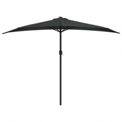 Parasol de balcon avec mât en aluminium 300 x 150 x 253cm demi noir 02_0008303