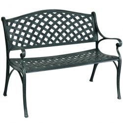 Banc de jardin 2-3 places en fonte d'aluminium avec design ajouré 103 x 64 x 83 cm pour terrasse/co