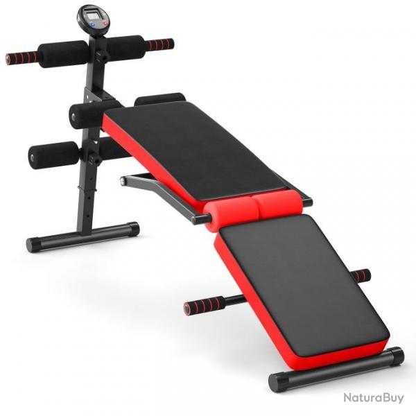 Banc de musculation pliable abdos et sit-up avec 5 rouleaux de mousse charge 130 kg noir et rouge 2