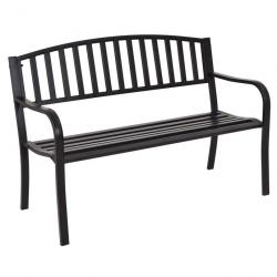 Banc de jardin 3 personnes extérieur en acier 127 x 60 x 87 cm noir 20_0004780