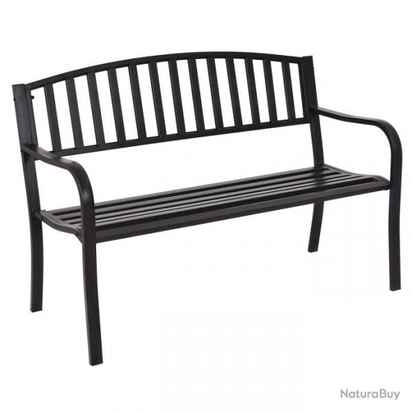 Banc de jardin 3 personnes extrieur en acier 127 x 60 x 87 cm noir 20_0004780