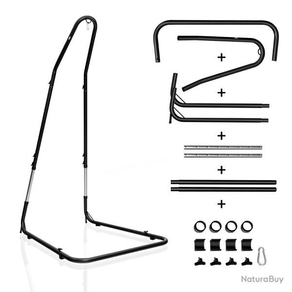 Support pour fauteuil suspendu 195-235cm cadre en acier avec crochet de sécurité pieds antidérapant