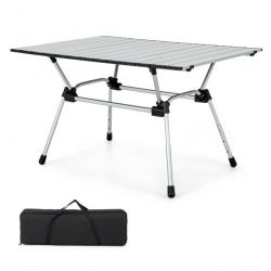 Table de camping pliante en aluminium pour 4-6 personnes charge 50 kg plateau enroulable à latte et