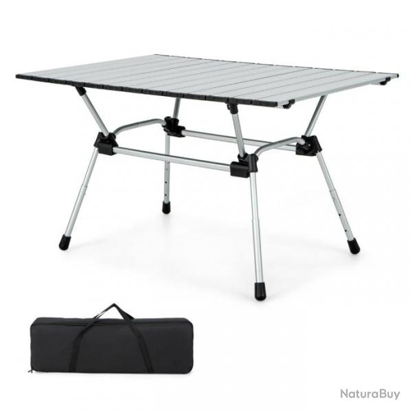 Table de camping pliante en aluminium pour 4-6 personnes charge 50 kg plateau enroulable  latte et