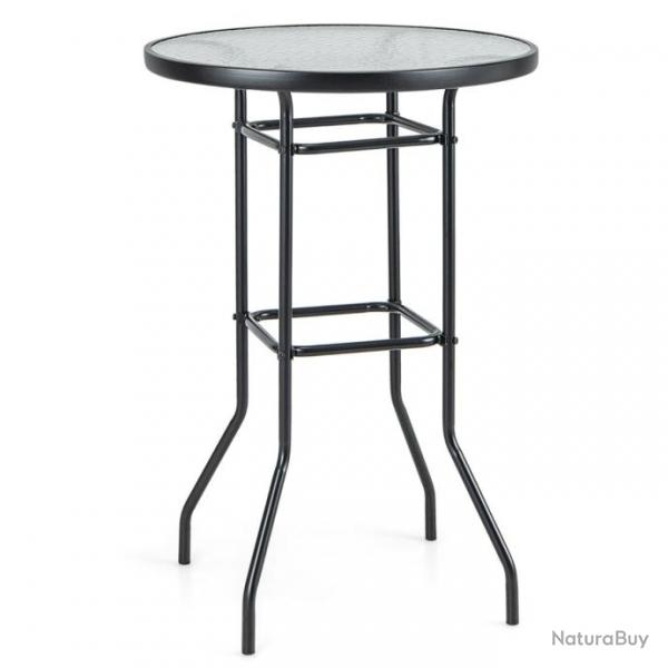 Table de bar de jardin en verre tremp 97 cm patins antidrapants cadre en mtal enduit de poudre i