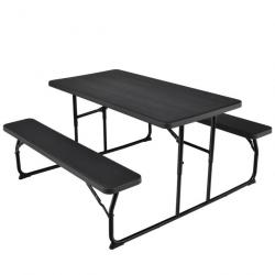 Table de jardin avec 2 bancs pliable table de pique-nique camping pour 4 à 6 personnes noir 20_0005