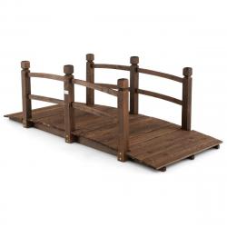 Pont de jardin en sapin carbonisé charge maximale 150 kg pont sur étang avec des garde-corps de séc