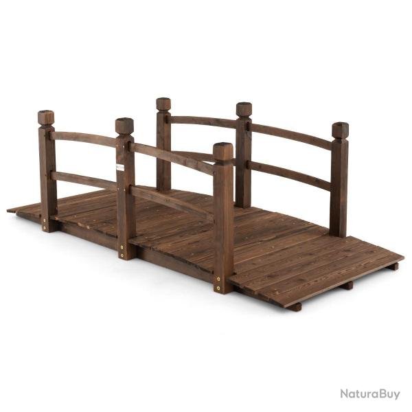 Pont de jardin en sapin carbonis charge maximale 150 kg pont sur tang avec des garde-corps de sc