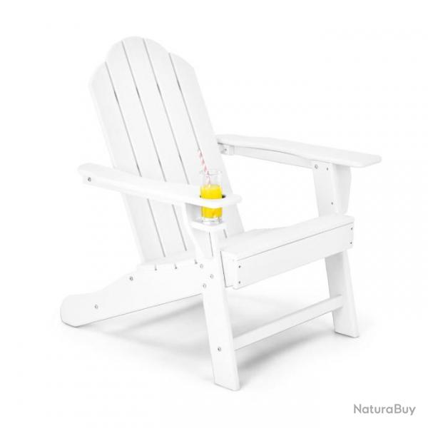 Chaise de jardin adirondack en bois polythylne avec porte-gobelet inclinaison 103 rsistante aux