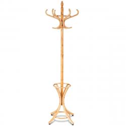 Porte manteau sur pieds avec 12 crochets en bois massif pour manteaux chapeaux parapluie 51 x 51 x