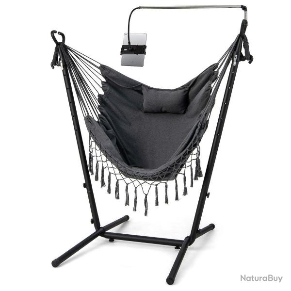 Hamac sur pied avec support en mtal et porte-tlphone charge 250kg hamac de jardin avec oreiller