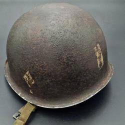 WW2 CASQUE US M1 PARACHUTISTE 101st AIRBORNE 501st PIR 2nd BATAILLON Très bon  2eme GM U.S.A.