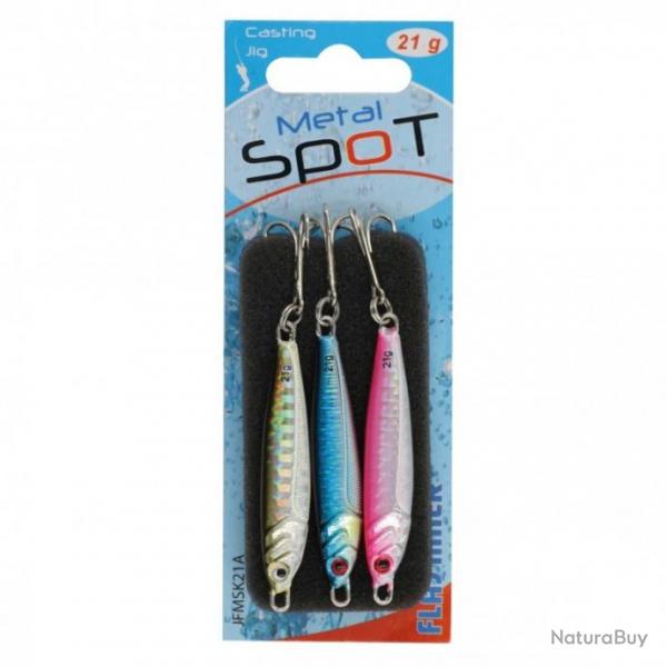 Kit 3 Leurres Flashmer Jig Metal Spot Ayu / Bleu / Rose 21G