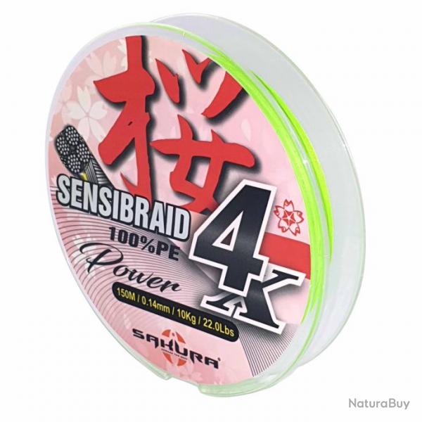 Tresse Sakura Sensibraid 4 Chartreuse - 150m 10/100-7KG