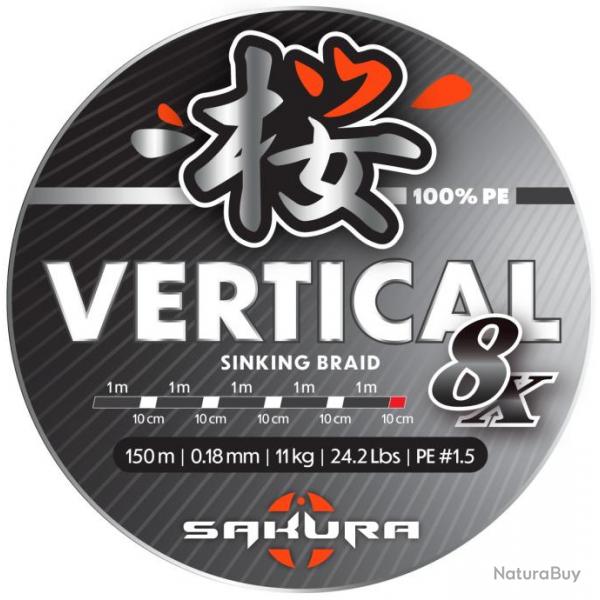 Tresse Sakura Vertical 8 Grey 150M 18/100-11KG