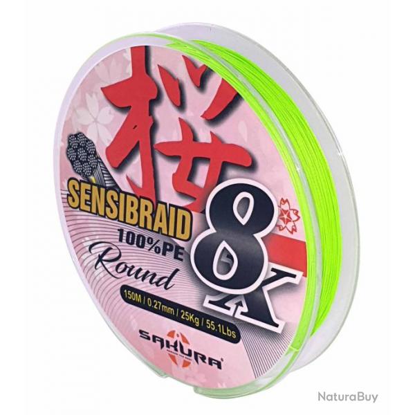 Tresse Sakura Sensibraid 8 Chartreuse - 150m 18/100-15KG