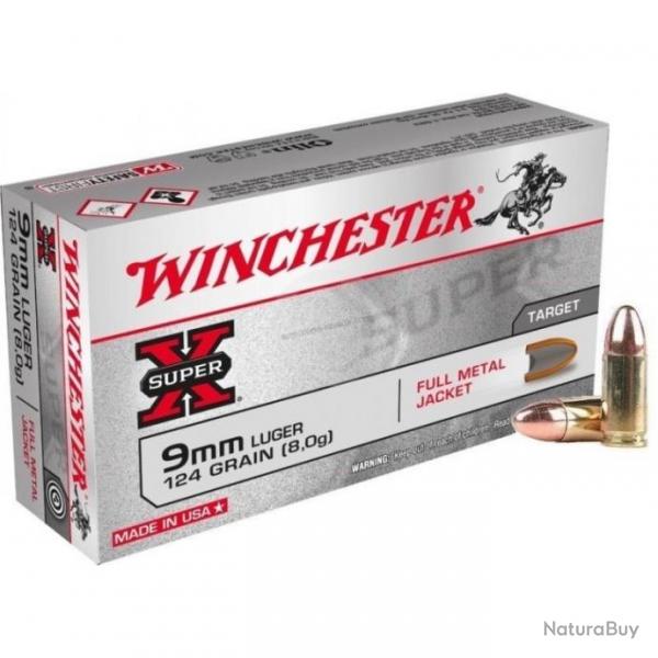 CARTOUCHES WINCHESTER SUPER-X CAL 9X19 124GR FMJ X50