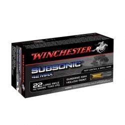 CARTOUCHES WINCHESTER SUBSONIC MAX CAL 22LR 42GR HP X50