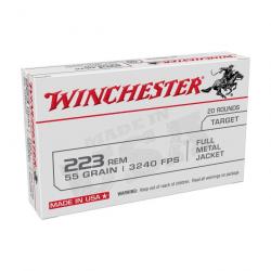CARTOUCHES WINCHESTER CAL 223 REM FMJ 55GR X20