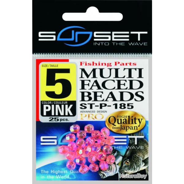 Perles Sunset Muti-Facettes 5mm x25 ROSE