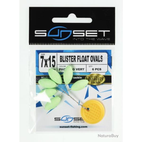 Perle + Stop Float Sunset Blister Float Ovals Phospho Vert 7x15MM