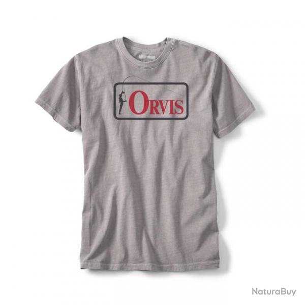 T Shirt Orvis Bent Rod Badge Tee Heather Grey