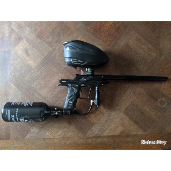 Lot paintball : Eclipse Etek 3 LT + Loader Dye + Casque Dye + Bouteille