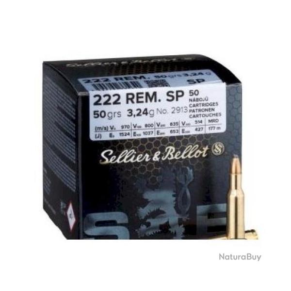 BALLE Sellier & Bellot Cal.222 Rem. SP 3.24g 50gr par 150 (3 boites)