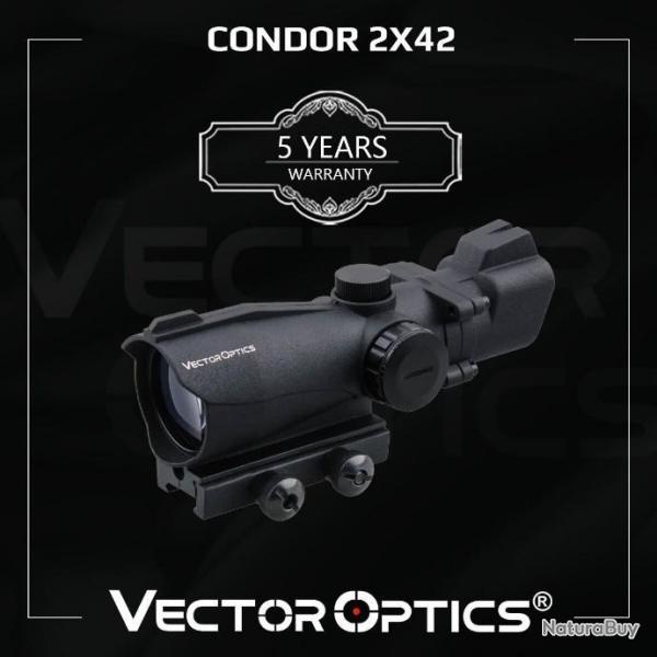 Condor tactique Vector Optics, 2x42, porte d'arme  point rouge vert