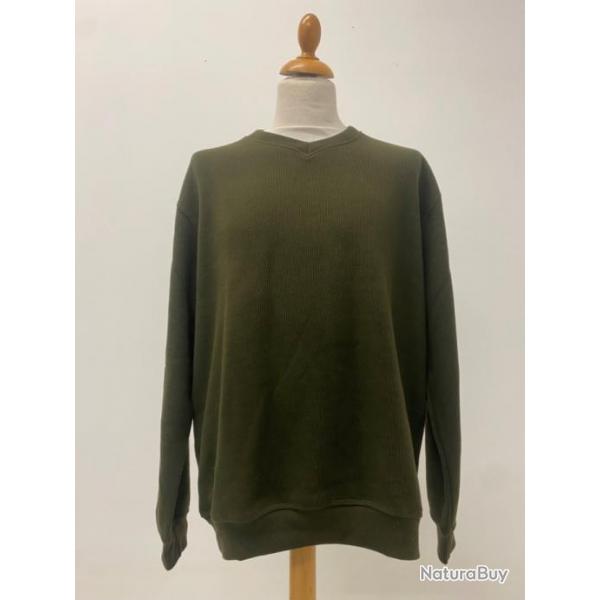 Pull kaki col V - LOVERGREEN