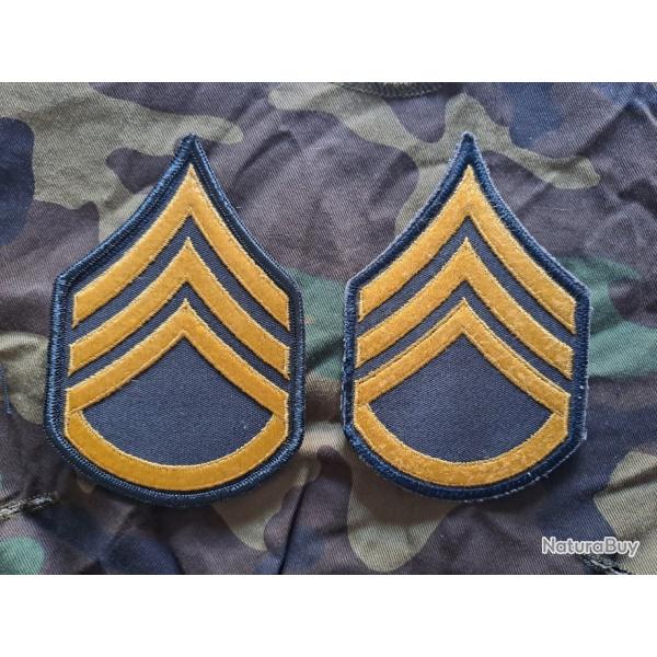 X2 PATCH GRADES GALONS CHEVRONS troupe US ARMY STAFF SERGEANT Vietnam 100% Original