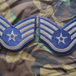 X2 PATCH GRADES GALONS CHEVRONS troupe US AIR FORCE STAFF SERGEANT Vietnam 100% Original