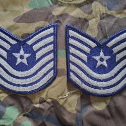 X2 PATCH GRADES GALONS CHEVRONS troupe US AIR FORCE MASTER SERGEANT Vietnam 100% Original