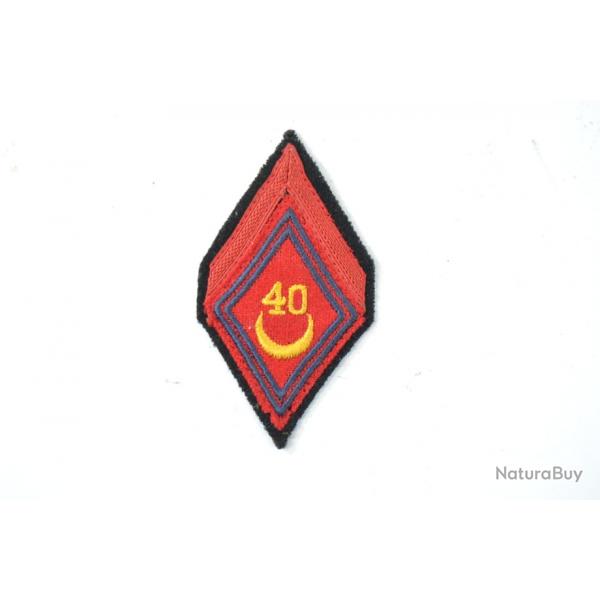 Patch insigne de bras losange Modle 45, 40e Rgiment d'Artillerie D' Afrique RAA. Algrie