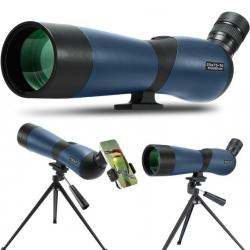 Longue Vue, Zoom 25-75x70mm 52-94ft/1000m Lentille Optique kit de Montage Trépied Bleu