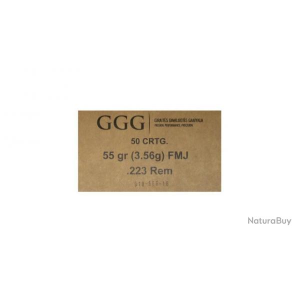 223REM FMJ 55gr GGG lot de 5 boites de 50 munitions