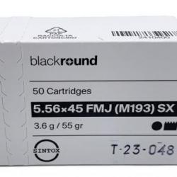 5,56x45 FMJ 55gr Blackround lot de 5 boites de 50 munitions