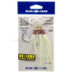 Blue Crab Jigging Assist Single Hook 3/0 Blanc