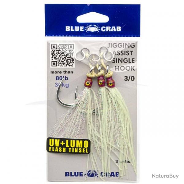 Blue Crab Jigging Assist Single Hook 3/0 Blanc