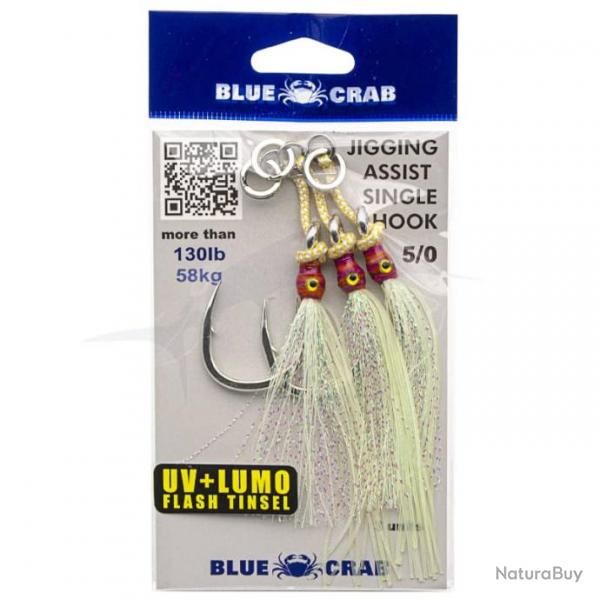 Blue Crab Jigging Assist Single Hook 5/0 Blanc