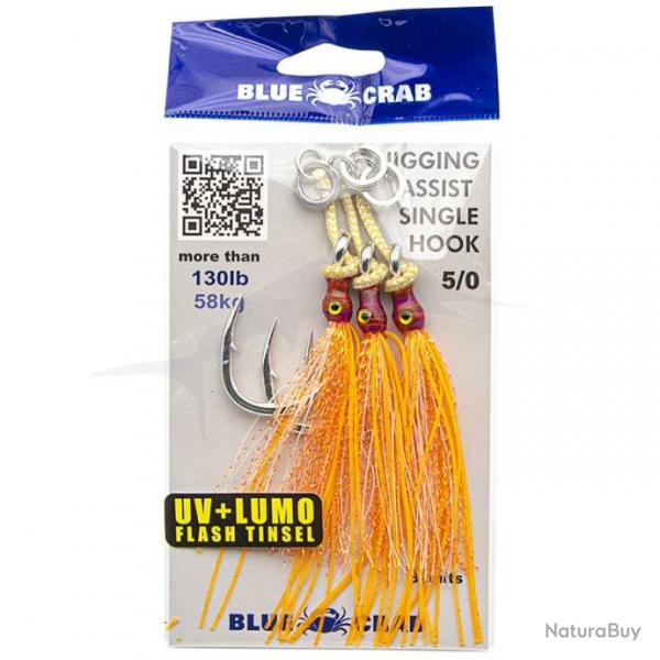 Blue Crab Jigging Assist Single Hook 5/0 Orange