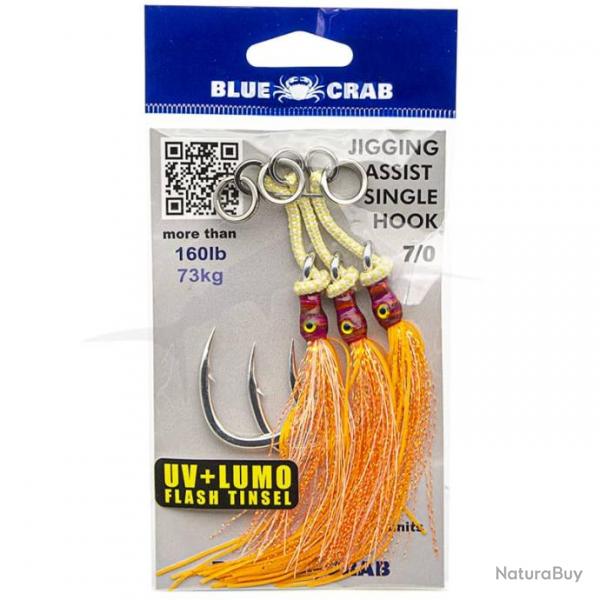 Blue Crab Jigging Assist Single Hook 7/0 Orange