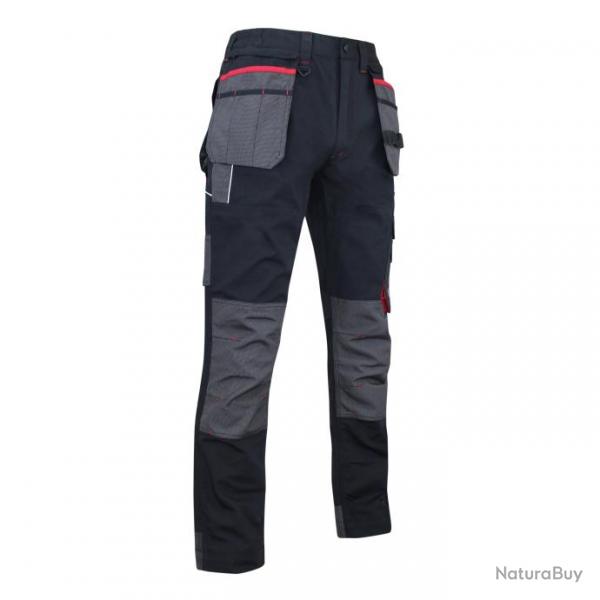 Pantalon LMA 1378 MINERAI taille 52 noir avec poches outils amovibles et poches genouillres