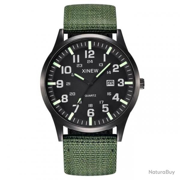 Montre Bracelet Vert Style Militaire -