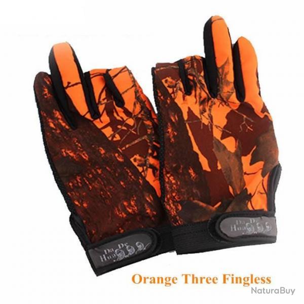 Gants de Chasse 3 doigts ORANGE -