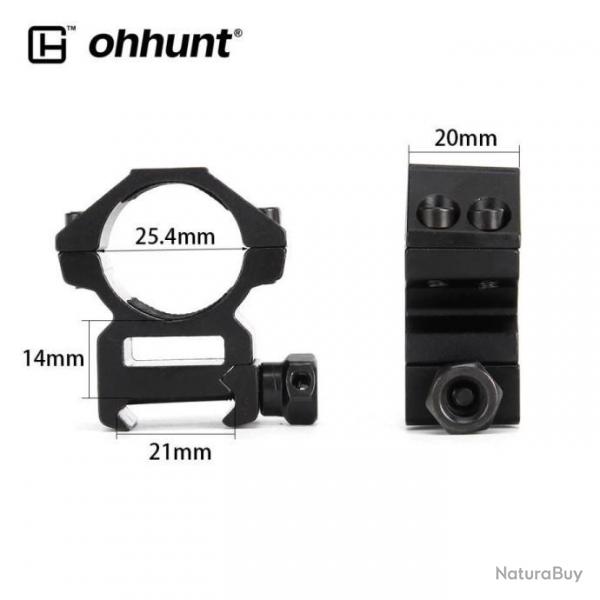 Ohhunt Anneaux De Montage Tube 25.4 20MM -