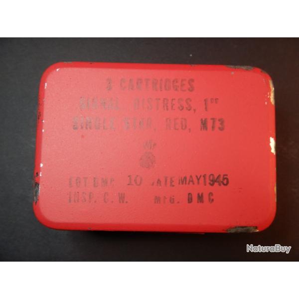 Trs rare - Boite non ouverte de 3 fuses de dtresse 'Single Star / Red M73' de 1945 - US WW2